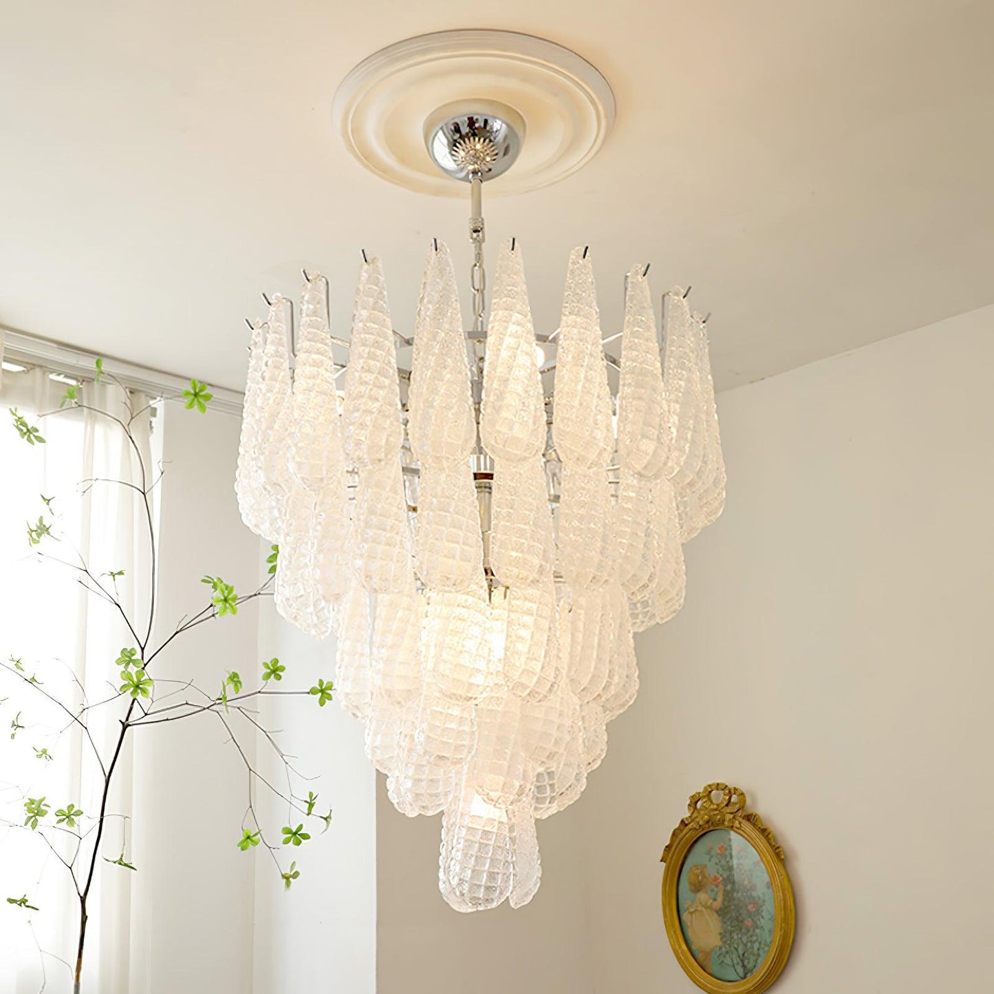 Grid Glass Waterfall Chandelier Chandelier