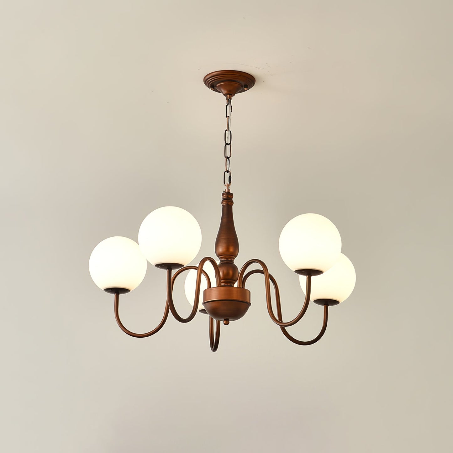 Grove Balls Chandelier 5 heads Dia 27.6″ x H 15.7″ / Reddish brown Chandelier