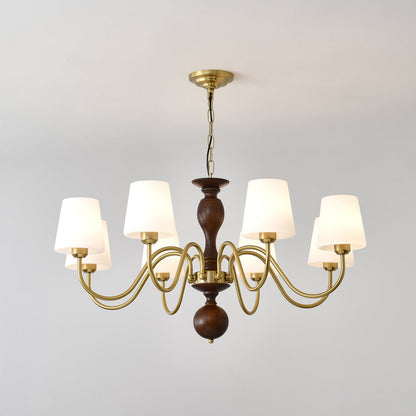 Grove Haven Chandelier 8 heads Dia 35.8″ x H 19.3″ / Walnut Color & Gold Chandelier