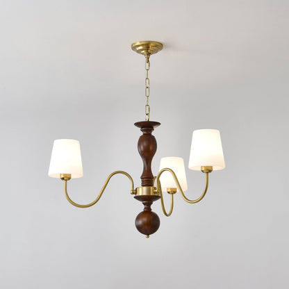 Grove Haven Chandelier 3 heads Dia 26.8″ x H 19.3″ / Walnut Color & Gold Chandelier