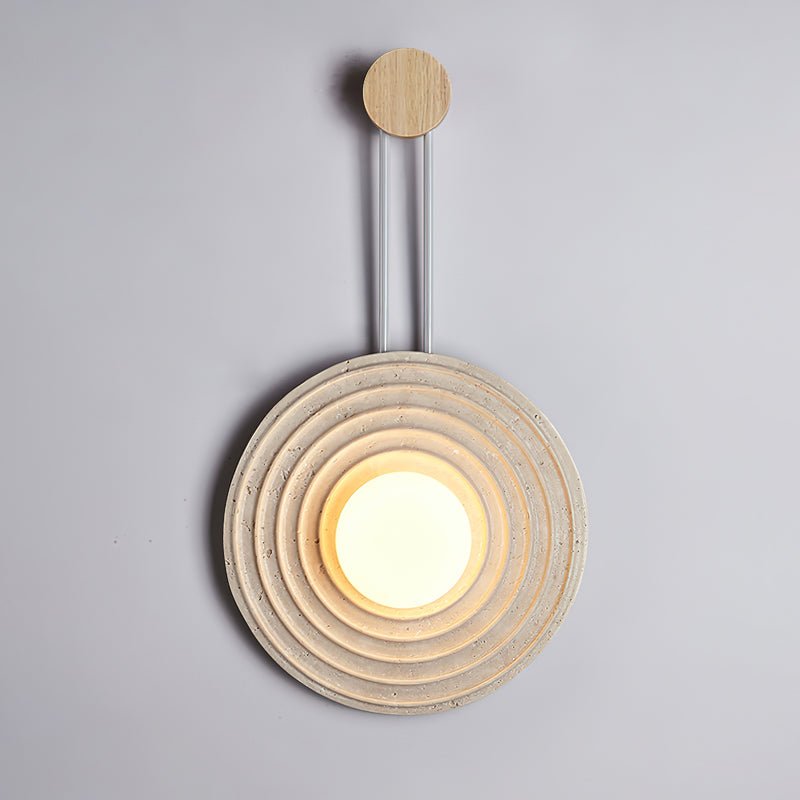 Growth Ring Wall Lamp Dia 13″ x H 23.6″ / Dia 33cm x H 60cm / Wood color & Beige Wall lamp
