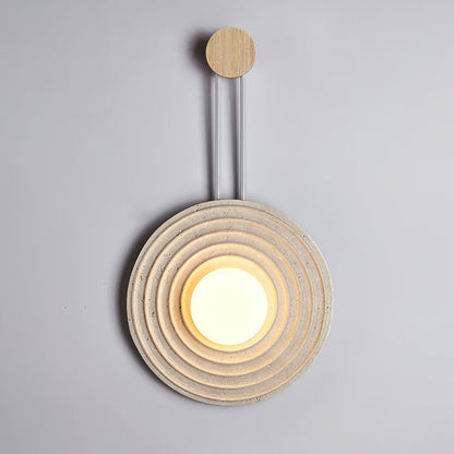 Growth Ring Wall Lamp Dia 13″ x H 23.6″ / Dia 33cm x H 60cm / Wood color & Beige Wall lamp