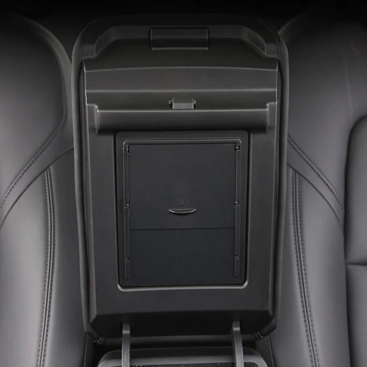 Center console organizer armrest hidden storage box for Tesla Model 3 / Y 2017–2023