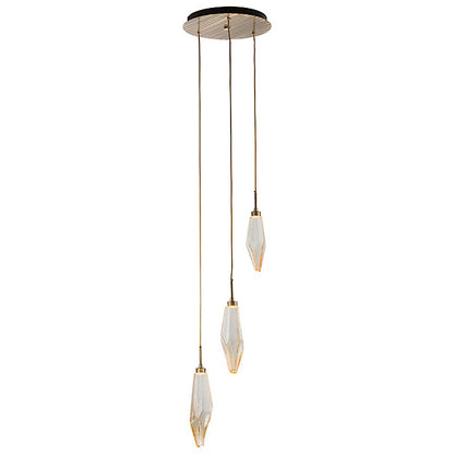 Rock Crystal Round Multi Light LED Pendant