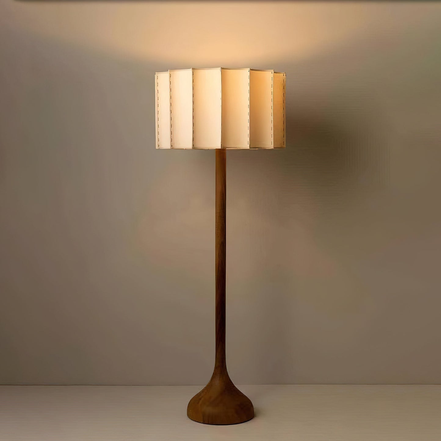 Hakka Floor Lamp Dia 19.7″ x H 61″ / Walnut Color & Beige / US Plug Floor lamp