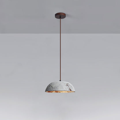 Half Dome Vintage Ceramic Pendant Lamp Dia 12.2″ x H 11″ / Dia 31cm x H 11cm / White ceramic & Dark wood Pendant light