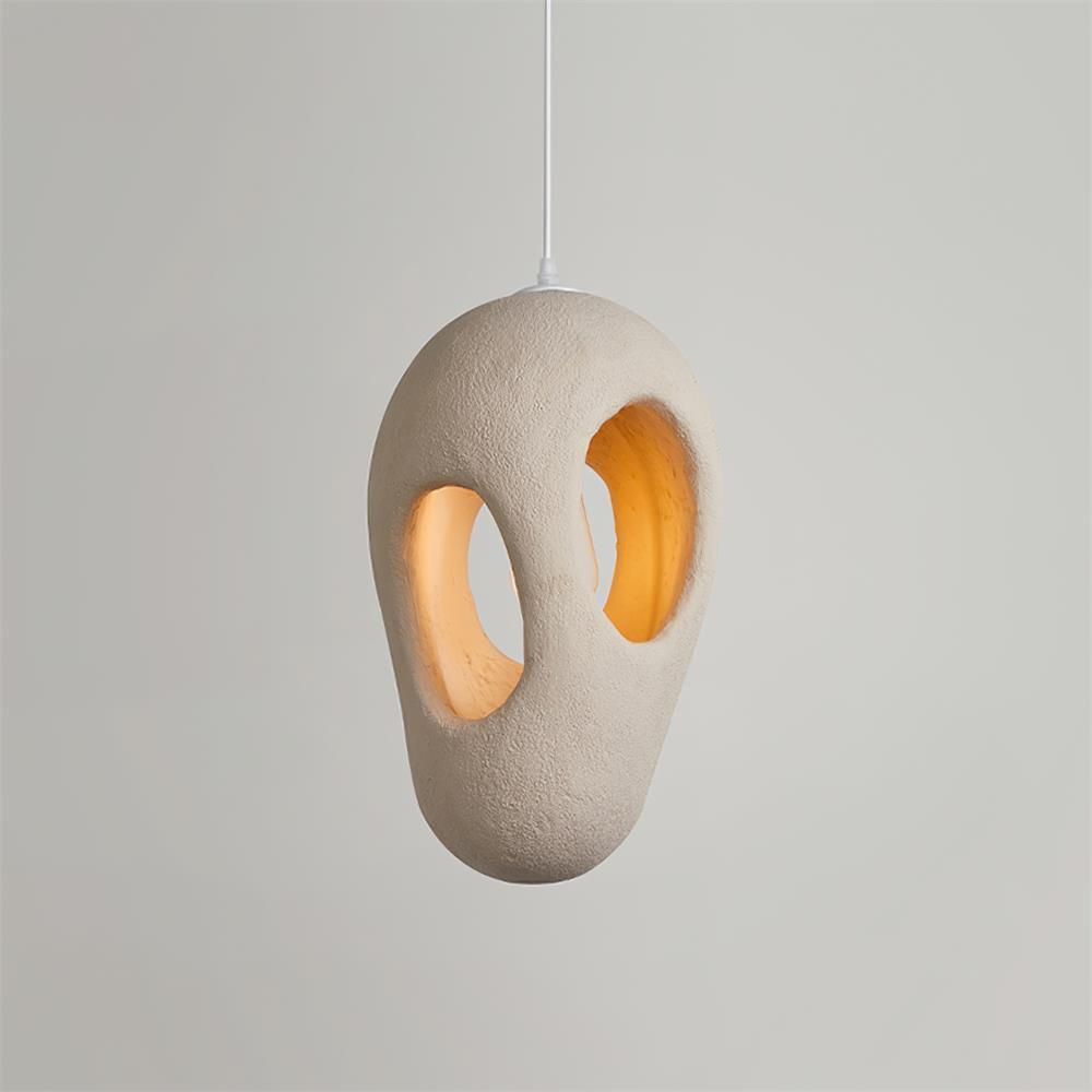 Hand-Built White Pendant Lamp ? 10.6″ x H 16.9″ / Dia 27cm x H 43cm / Beige Pendant light
