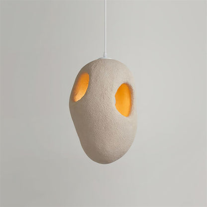 Hand-Built White Pendant Lamp ? 9.1″ x H 15.7″ / Dia 23cm x H 40cm / Beige Pendant light