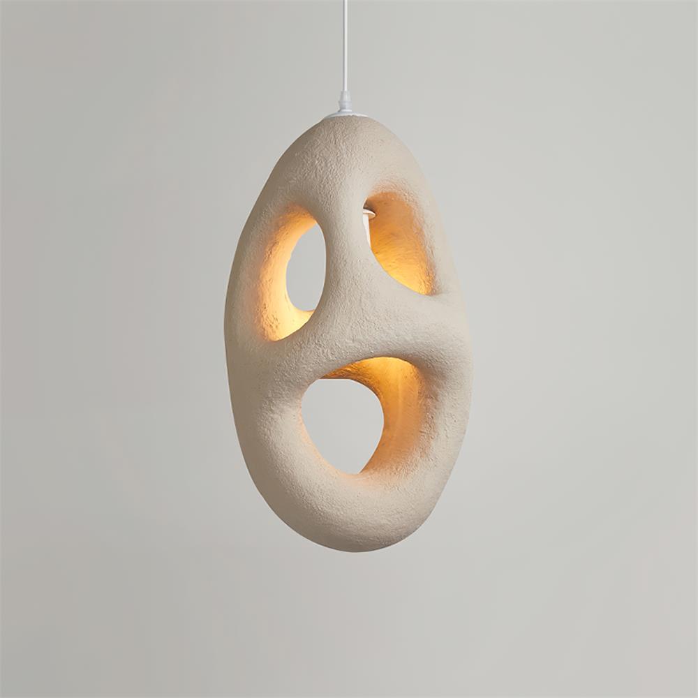 Hand-Built White Pendant Lamp ? 11.8″ x H 20″ / Dia 30cm x H 51cm / Beige Pendant light