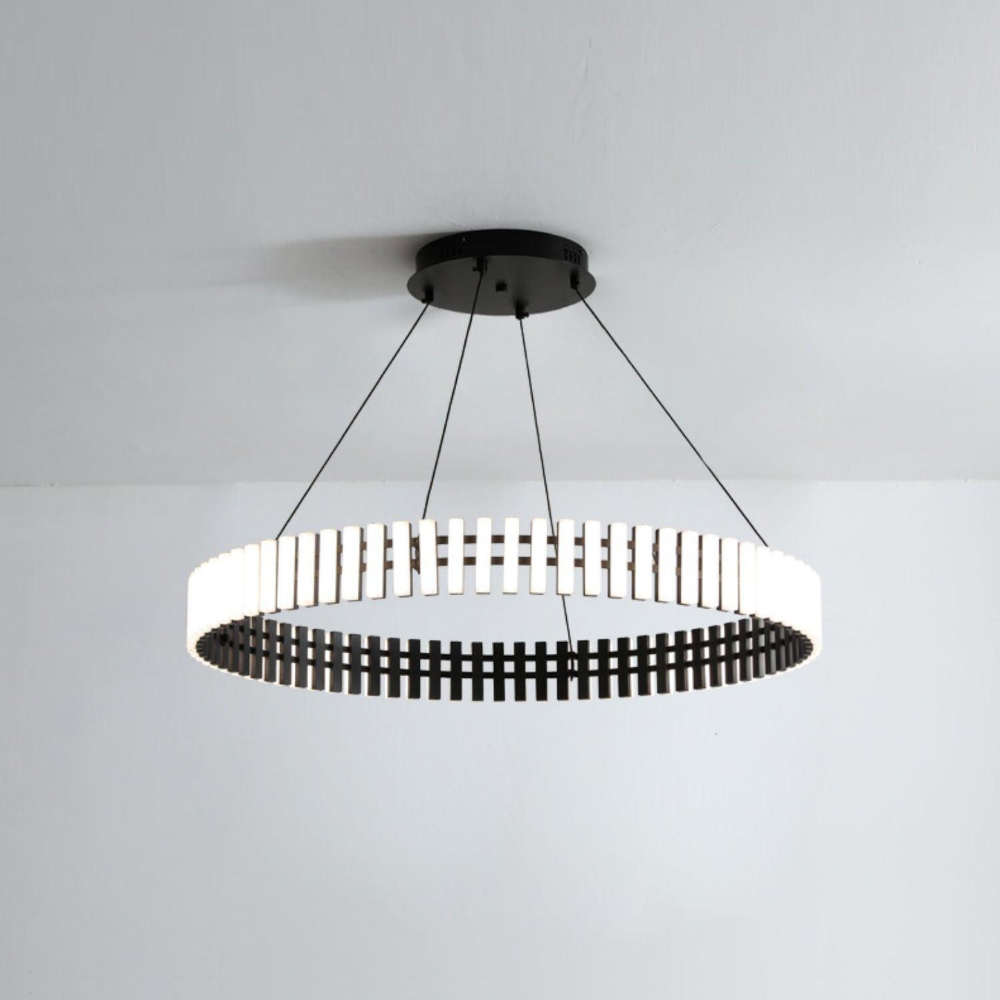 Hanging LED Chandelier ? 15.7″ x H 3″ / Dia 40cm x H 7.5cm / Black&White / Warm Light Chandelier