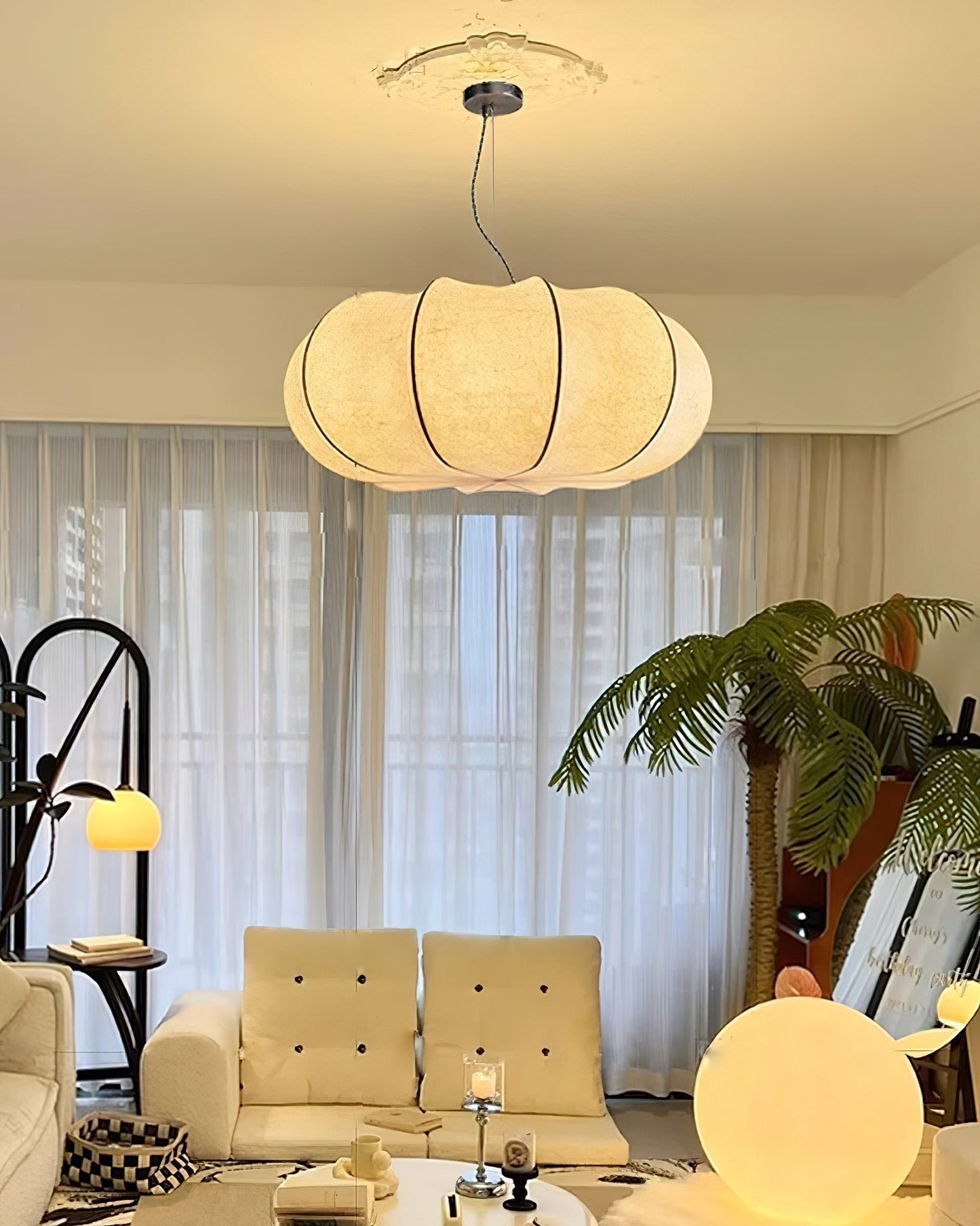 Oblate Silk Pendant Lamp Pendant light