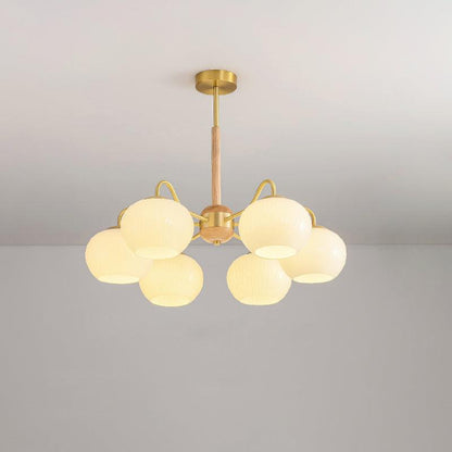 Hans Bergstrom Chandelier 6 heads ? 27.6″ x H 15″ / Dia 70cm x H 38cm / Brass＆Ash Chandelier