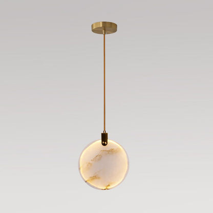 Harvest Alabaster Pendant Lamp Medium Dia 9.8″ x H 9.8″ / Brass & White / Warm Light Pendant light