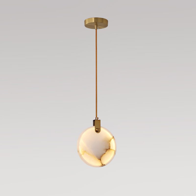 Harvest Alabaster Pendant Lamp Small Dia 7.9″ x H 7.9″ / Brass & White / Warm Light Pendant light