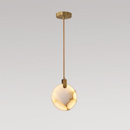 Harvest Alabaster Pendant Lamp Small Dia 7.9″ x H 7.9″ / Brass & White / Warm Light Pendant light