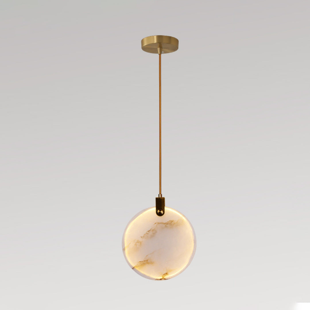 Harvest Alabaster Pendant Lamp Large Dia 11.8″ x H 11.8″ / Brass & White / Warm Light Pendant light