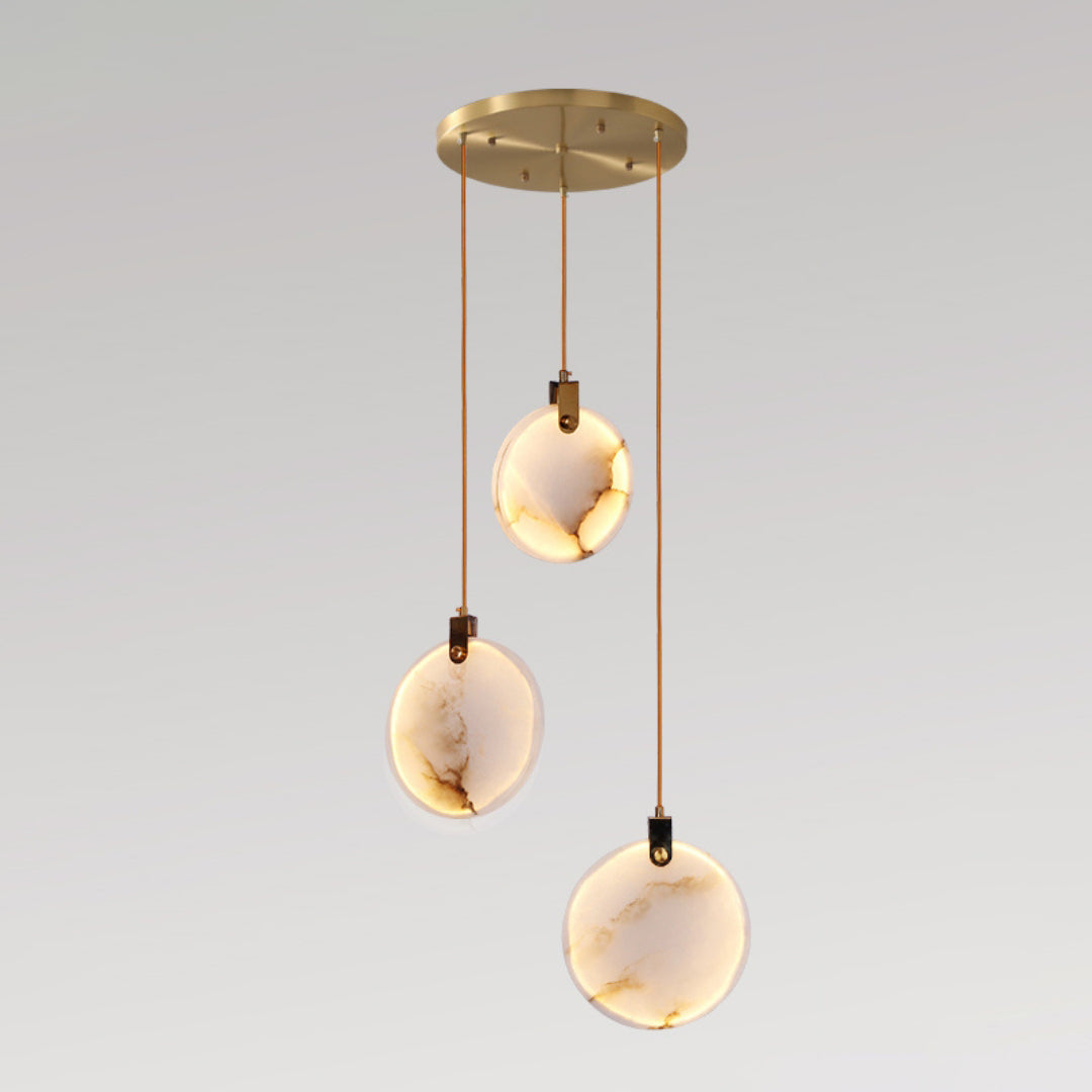 Harvest Alabaster Pendant Lamp 3 Heads Dia 11.8″ x H 78.7″ / Brass & White / Warm Light Pendant light