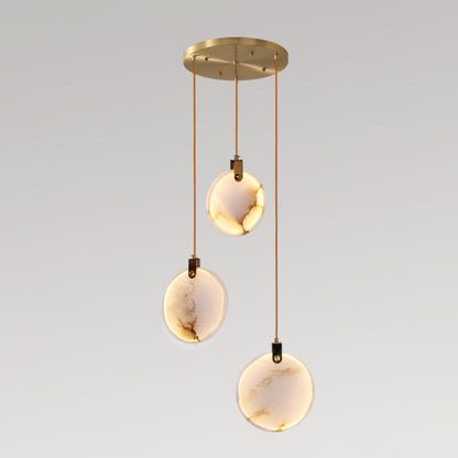 Harvest Alabaster Pendant Lamp 3 Heads Dia 11.8″ x H 78.7″ / Brass & White / Warm Light Pendant light