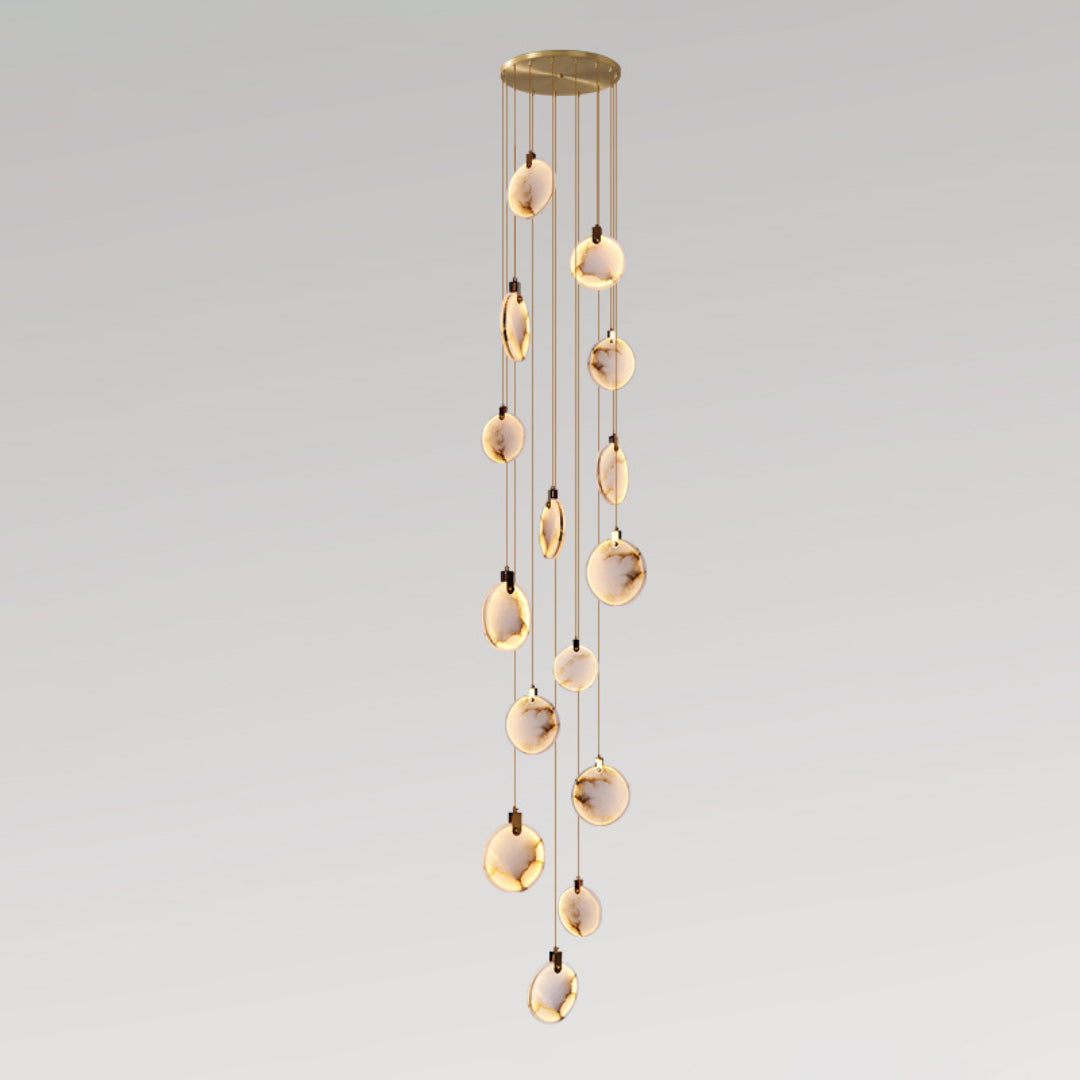 Harvest Alabaster Pendant Lamp 15 Heads Dia 31.5″ x H 196.9″ / Brass & White / Warm Light Pendant light