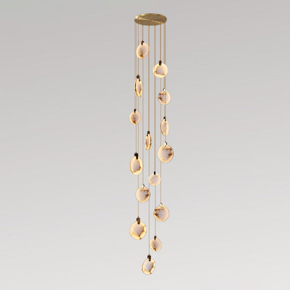 Harvest Alabaster Pendant Lamp 15 Heads Dia 31.5″ x H 196.9″ / Brass & White / Warm Light Pendant light