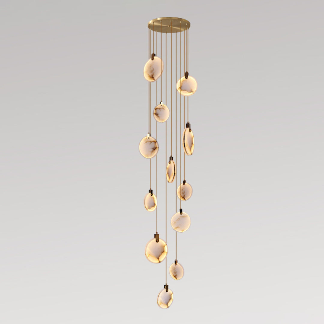 Harvest Alabaster Pendant Lamp 12 Heads Dia 23.6″ x H 196.9″ / Brass & White / Warm Light Pendant light