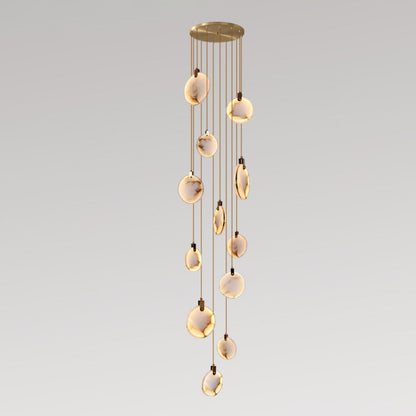 Harvest Alabaster Pendant Lamp 12 Heads Dia 23.6″ x H 196.9″ / Brass & White / Warm Light Pendant light