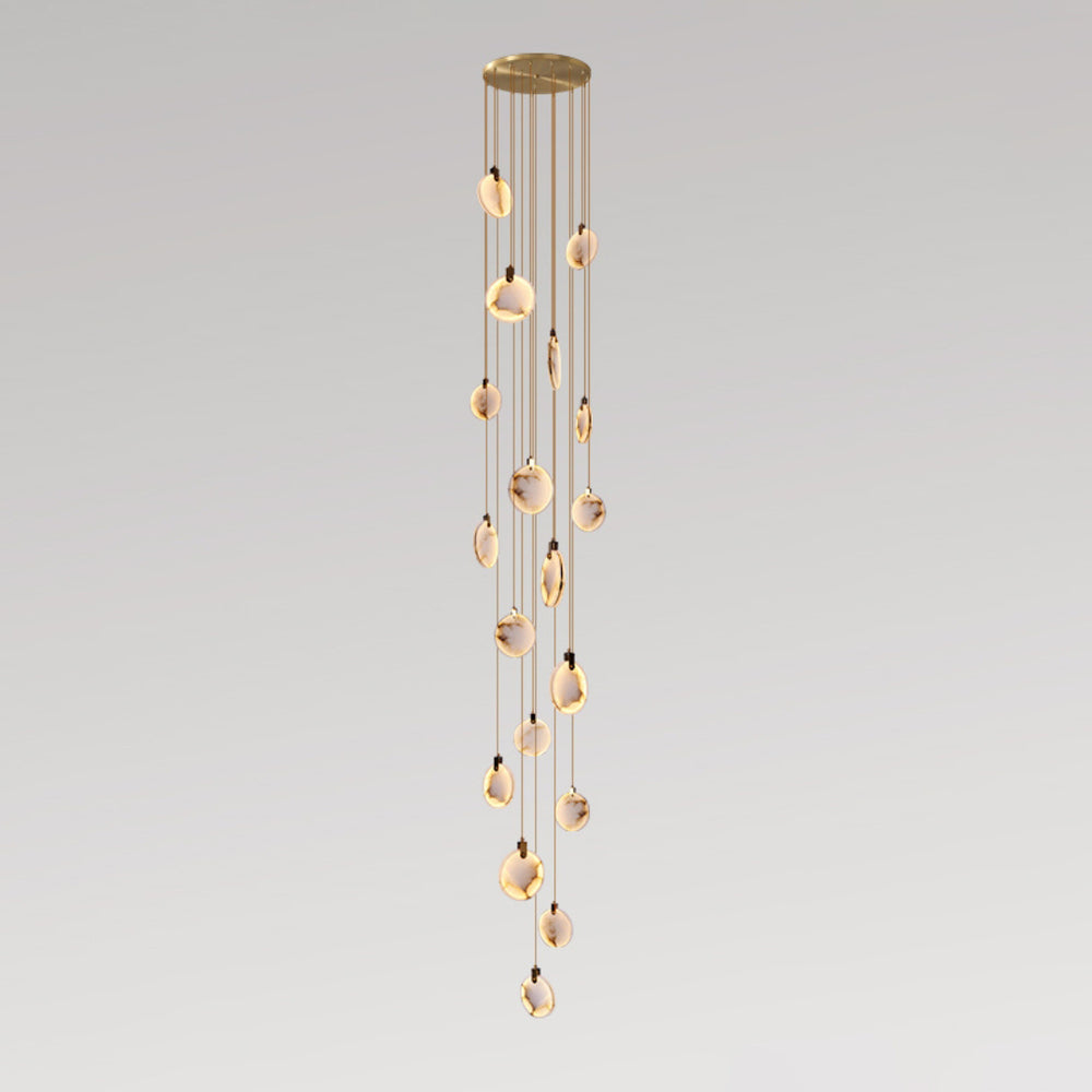 Harvest Alabaster Pendant Lamp 18 Heads Dia 35.4″ x H 236.2″ / Brass & White / Warm Light Pendant light