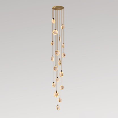 Harvest Alabaster Pendant Lamp 18 Heads Dia 35.4″ x H 236.2″ / Brass & White / Warm Light Pendant light