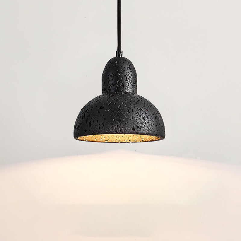 Terra Halo Pendant Light Model A: Dia 5.9″ x H 5.5″ / Black Travertine pendant Lamp