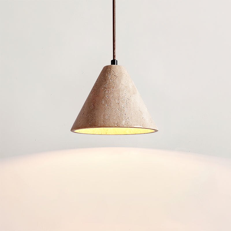 Terra Halo Pendant Light Model B: Dia 6.3″ x H 5.1″ / Yellow Travertine pendant Lamp