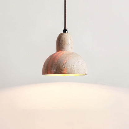 Terra Halo Pendant Light Model A: Dia 5.9″ x H 5.5″ / Yellow Travertine pendant Lamp