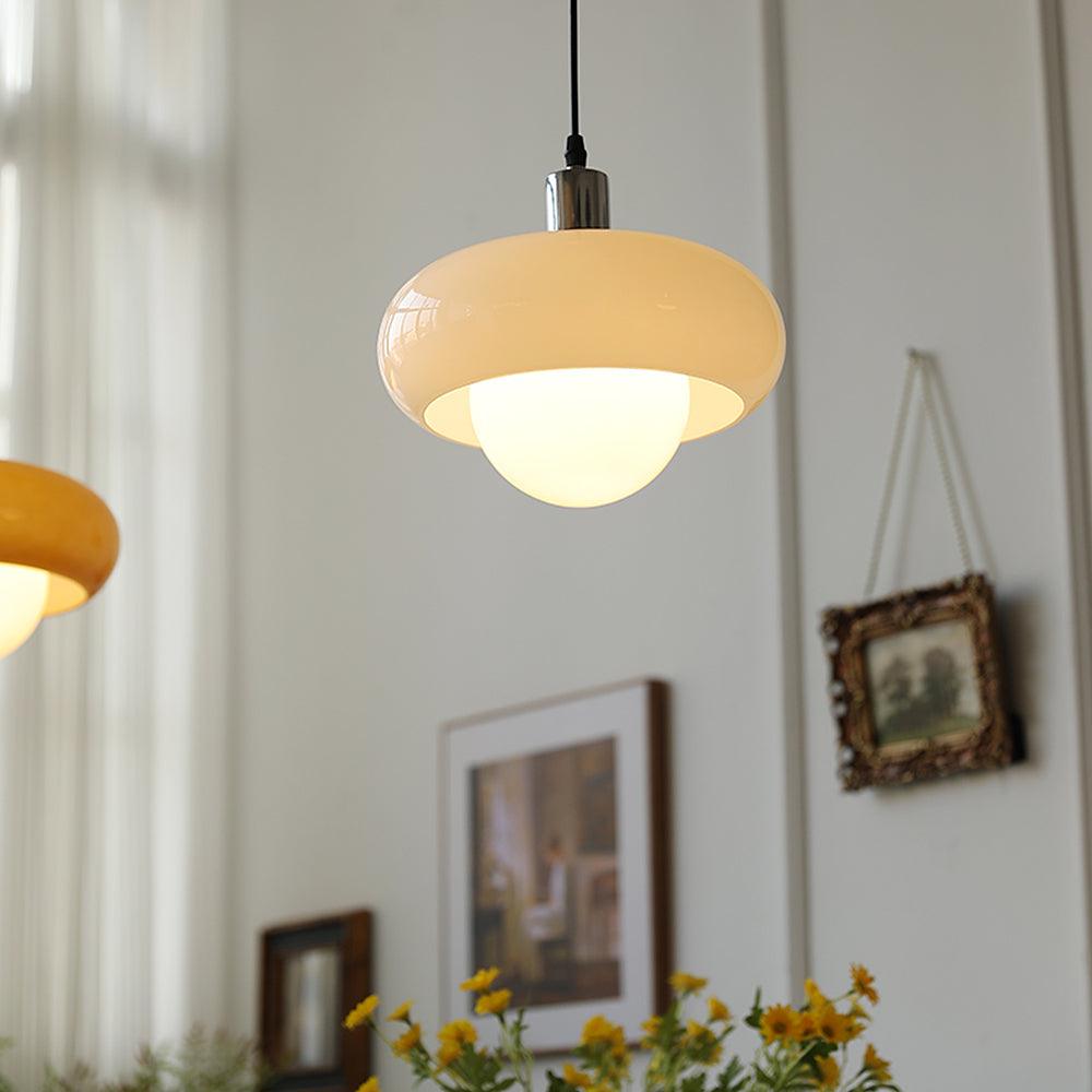 Harvey Pendant Lamp Dia 11″ x H 8.2″ / Dia 28cm x H 21cm / Chrome & White Pendant light