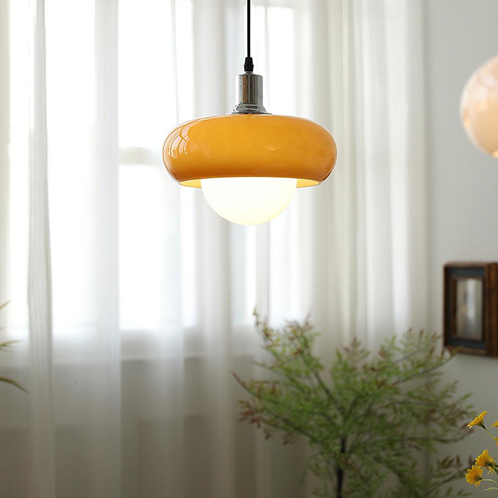 Harvey Pendant Lamp Dia 11″ x H 8.2″ / Dia 28cm x H 21cm / Chrome & Yellow Pendant light