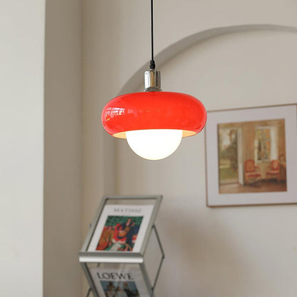 Harvey Pendant Lamp Dia 11″ x H 8.2″ / Dia 28cm x H 21cm / Chrome & Red Pendant light