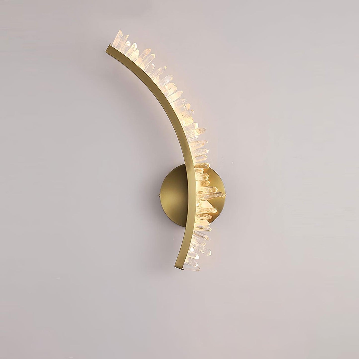 Hayes Wall Light ? 4.7″ x H 16.5″ / Dia 12cm x H 42cm（Power: ~15W） / Gold & Clear / Warm White Wall lamp