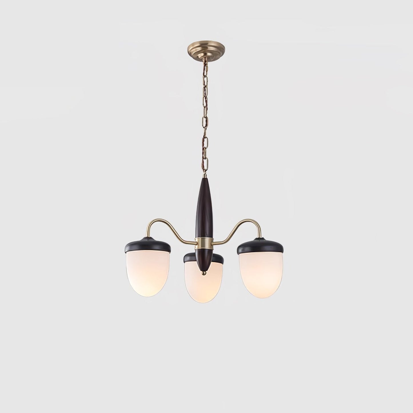 Hazelnut Branch Chandelier Dia 50cm x H 42cm / ? 19.7″ x H 16.5″ / Brass & Walnut wood Chandelier