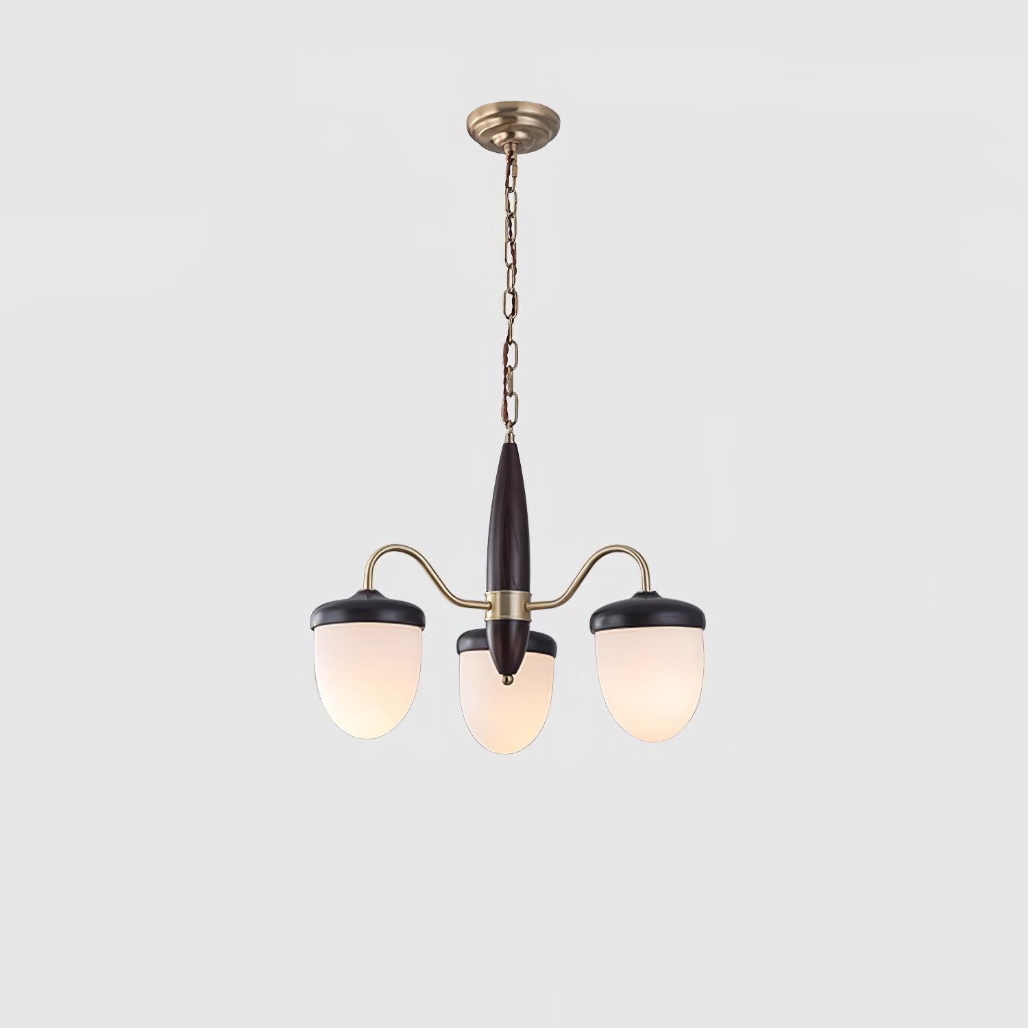 Hazelnut Branch Chandelier Dia 50cm x H 42cm / ? 19.7″ x H 16.5″ / Brass & Walnut wood Chandelier