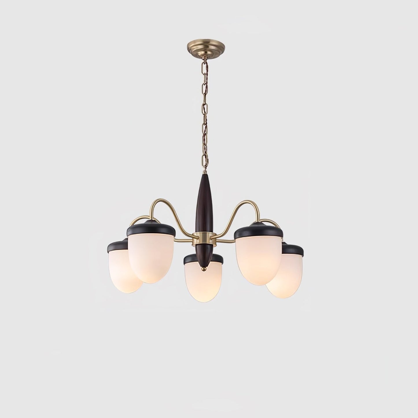Hazelnut Branch Chandelier Dia 60cm x H 42cm / ? 23.6″ x H 16.5″ / Brass & Walnut wood Chandelier