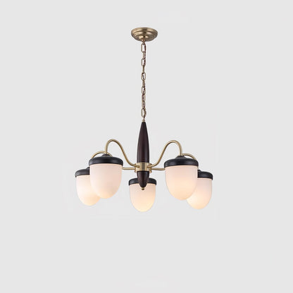 Hazelnut Branch Chandelier Dia 60cm x H 42cm / ? 23.6″ x H 16.5″ / Brass & Walnut wood Chandelier