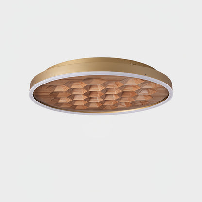 Heartwood Ceiling Lamp ? 23.6’’ x H 3.1’’ / Gold & Wood Color / Warm Light Ceiling lamp