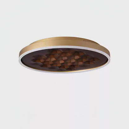 Heartwood Ceiling Lamp ? 23.6’’ x H 3.1’’ / Gold & Walnut Color / Warm Light Ceiling lamp