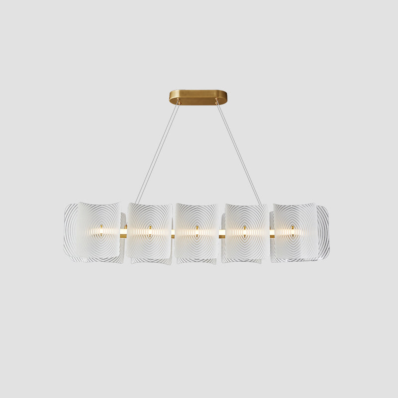 Helios Rectangle Pendant Lamp L 39.4″ x W 11″ x H 7.9″ / L 100cm x W 28cm x H 20cm / Brass & Frosted white / Warm light