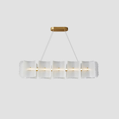Helios Rectangle Pendant Lamp L 39.4″ x W 11″ x H 7.9″ / L 100cm x W 28cm x H 20cm / Brass & Frosted white / Warm light