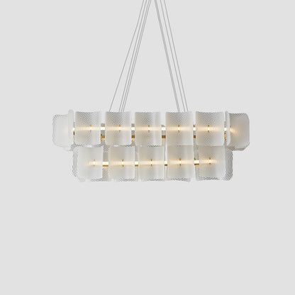 Helios Rectangle Pendant Lamp L47.2″ x W 19.7″ x H 15.7″ / L 120cm x W 50cm x H 40cm / Brass & Frosted white / Warm