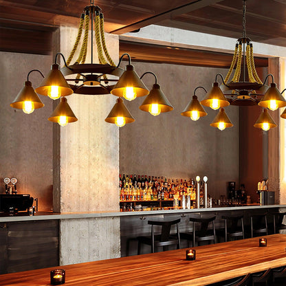 Hemp Rope Industrial Horn Chandelier Chandelier