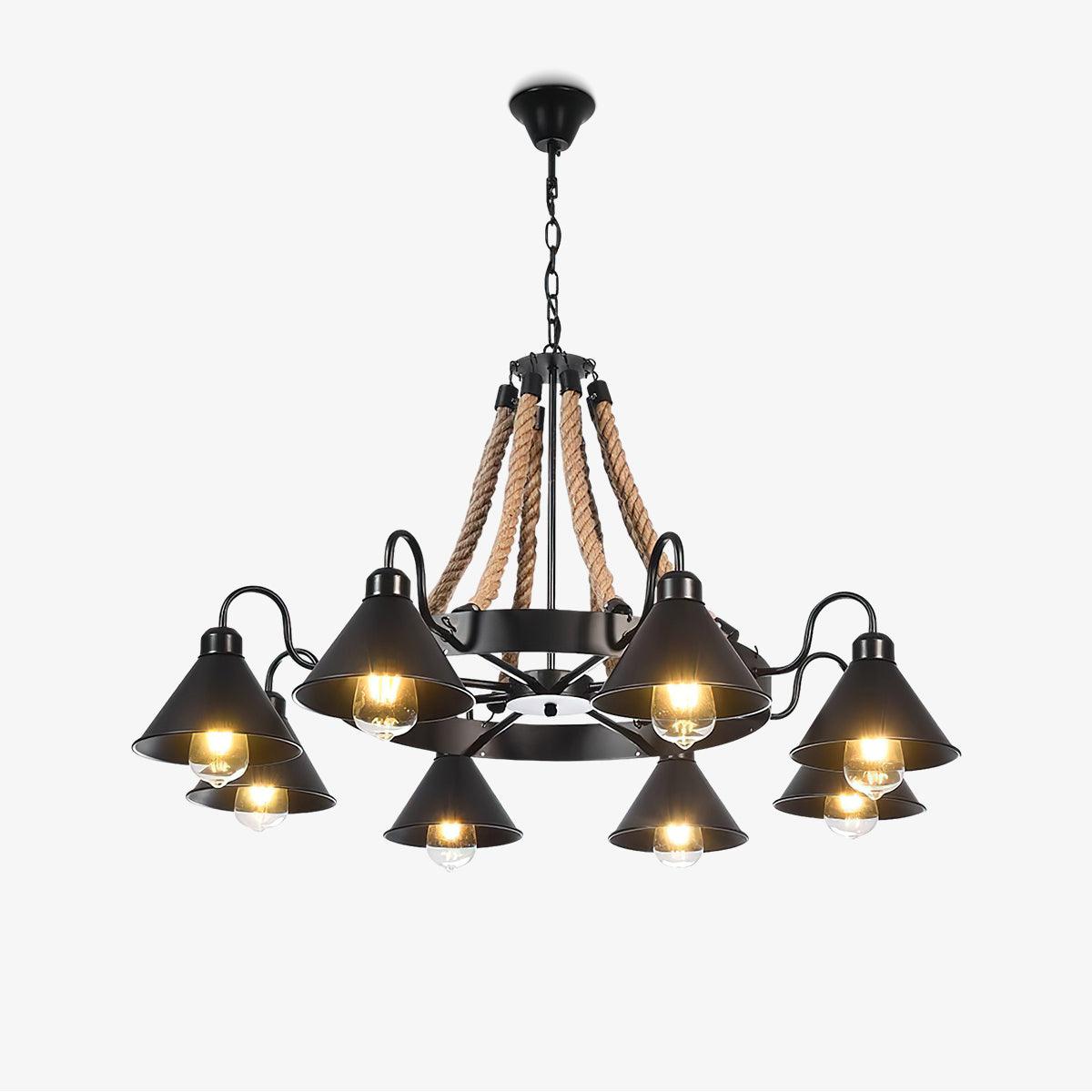 Hemp Rope Industrial Horn Chandelier Chandelier