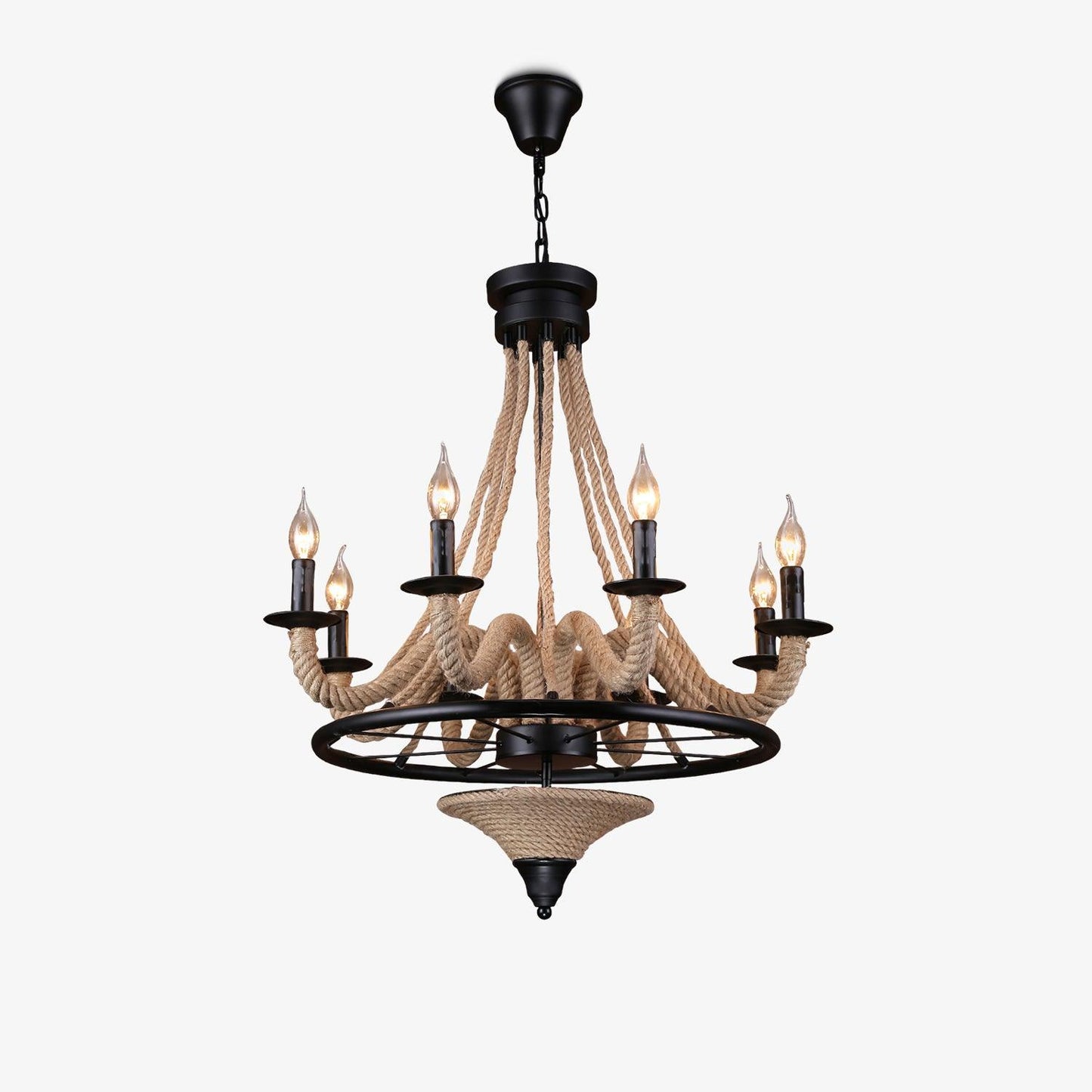 Hemp Rope Industrial Large Wheel Chandelier Chandelier