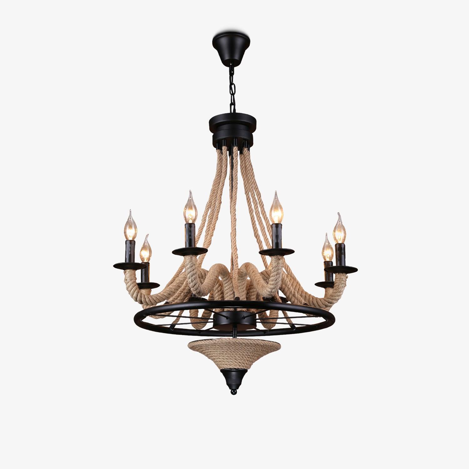 Hemp Rope Industrial Large Wheel Chandelier Chandelier
