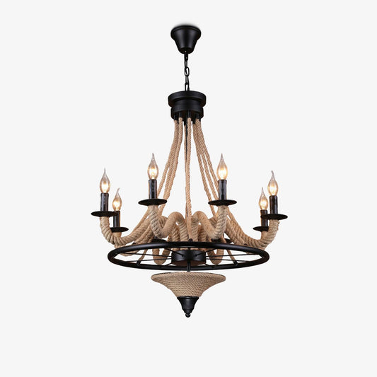 Hemp Rope Industrial Large Wheel Chandelier Chandelier