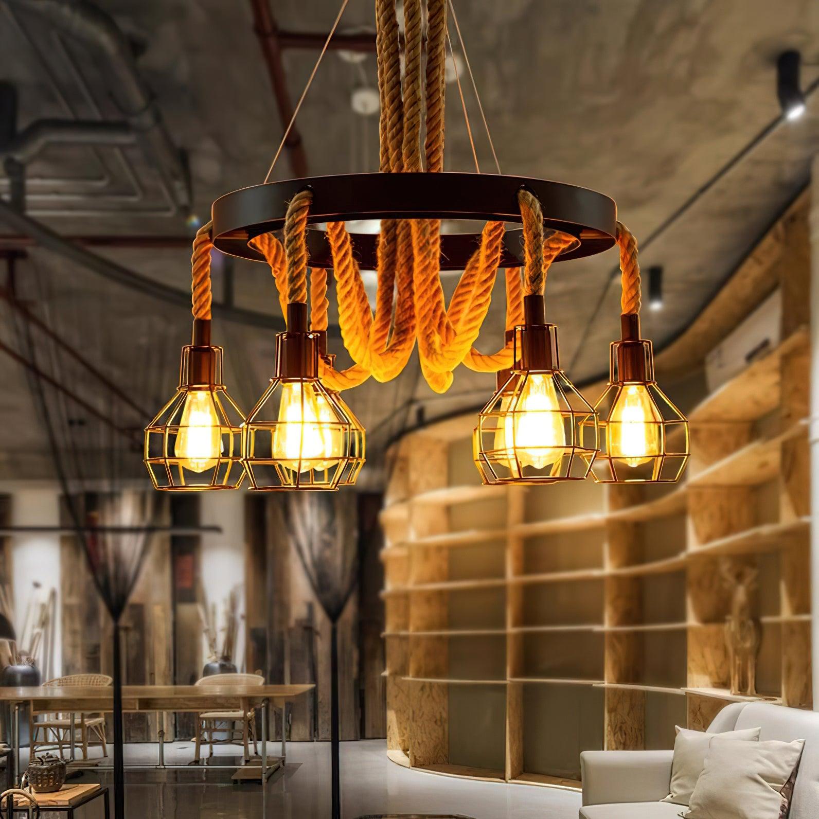 Hemp Rope Industrial Starfall Chandelier Chandelier